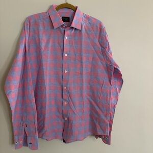 UNTUCKit Button Down Dress Shirt Men’s Size Large Pink Blue
